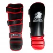 Black/Red Artificial Leather Shinguards
